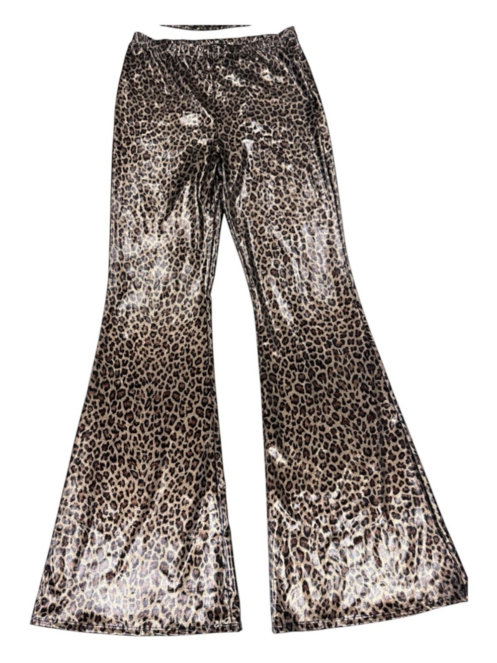 High-Waist Wide-Leg Leopard Print Pants Set Brown/Black Combo XL - Picture 6 of 7